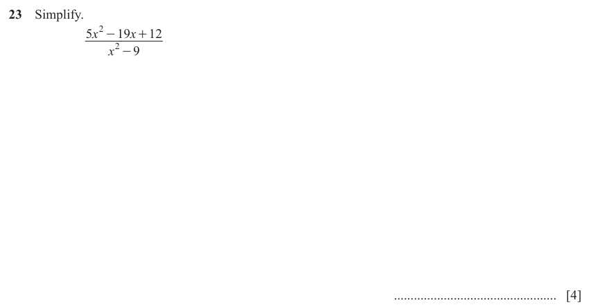 IGCSE Mathematics 0580 March 2023 Paper 22 Question 23 – Algebra, Basic algebra, 4 marks