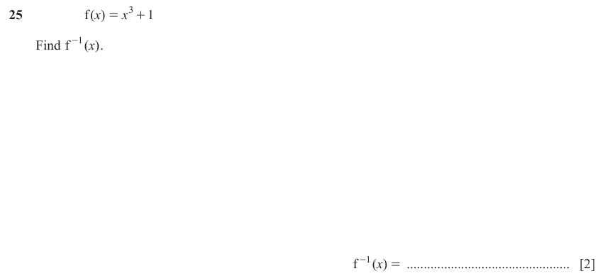 IGCSE Mathematics 0580 March 2023 Paper 22 Question 25 – Functions and Graphs, Graphs of functions, 2 marks