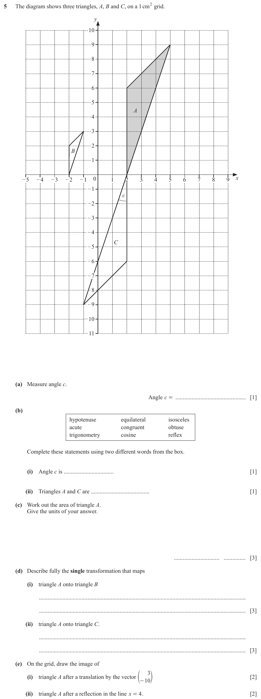 IGCSE Mathematics 0580 March 2023 Paper 32 Question 5 – Geometry, Geometrical terms and vocabulary, 16 marks