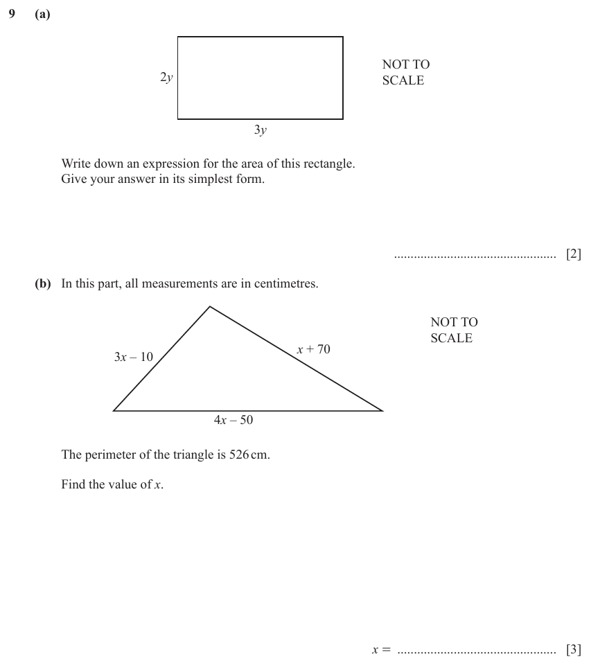 IGCSE Mathematics 0580 March 2023 Paper 32 Question 9 – Algebra, Basic algebra, 5 marks