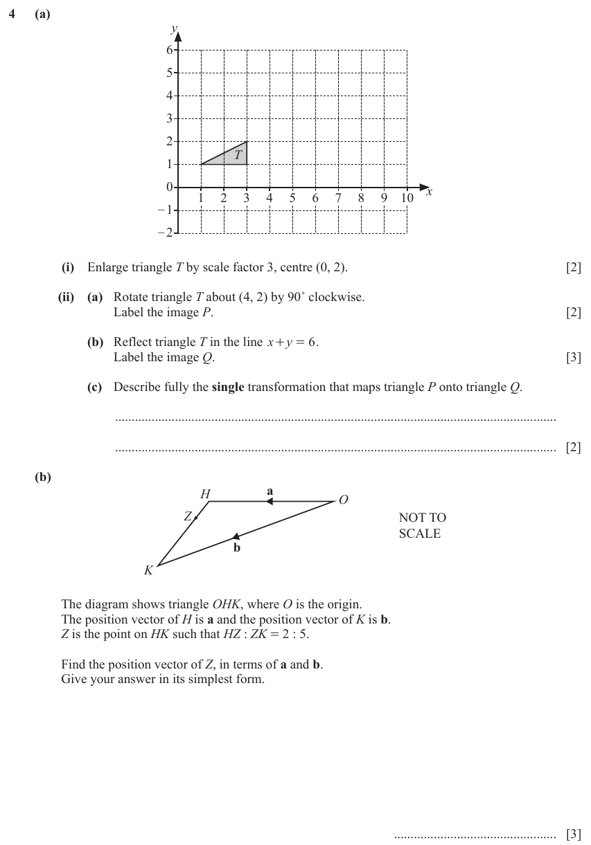 IGCSE Mathematics 0580 March 2023 Paper 42 Question 4 – Co-ordinate geometry, Cartesian coordinates (2D), 12 marks