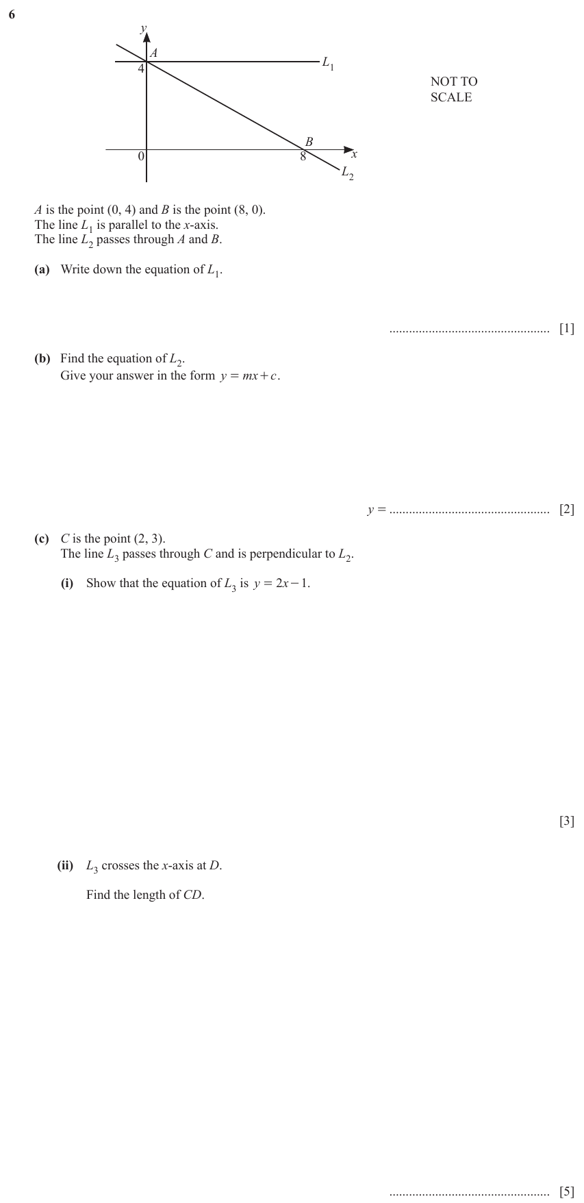 IGCSE 0580 Mar 2023 Paper 42 Question 6 — Equation of a straight line (Extended, 11 marks)