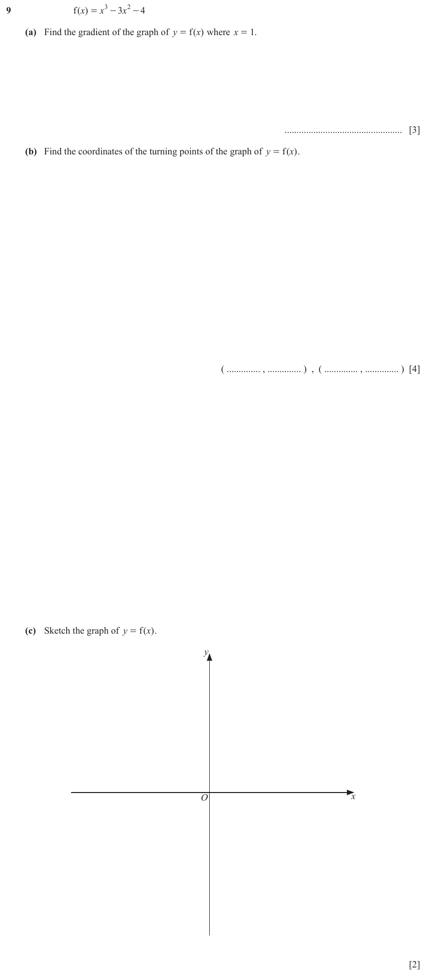 IGCSE 0580 Mar 2023 Paper 42 Question 9 — Calculus (Extended, 9 marks)