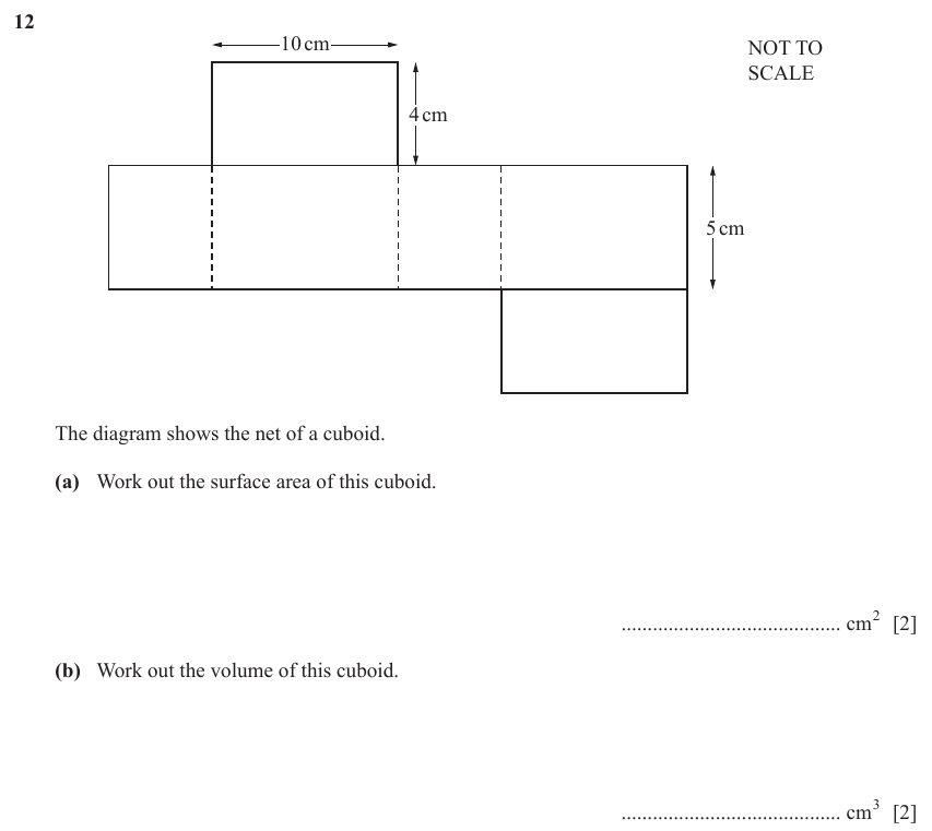 IGCSE Mathematics 0580 March 2024 Paper 12 Question 12 – Mensuration, Perimeter, Area and Volume, 4 marks