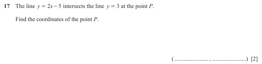 IGCSE Mathematics 0580 March 2024 Paper 12 Question 17 – Co-ordinate geometry, Cartesian coordinates (2D), 2 marks