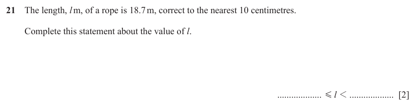 IGCSE Mathematics 0580 March 2024 Paper 12 Question 21 – Numbers, Bounds, 2 marks