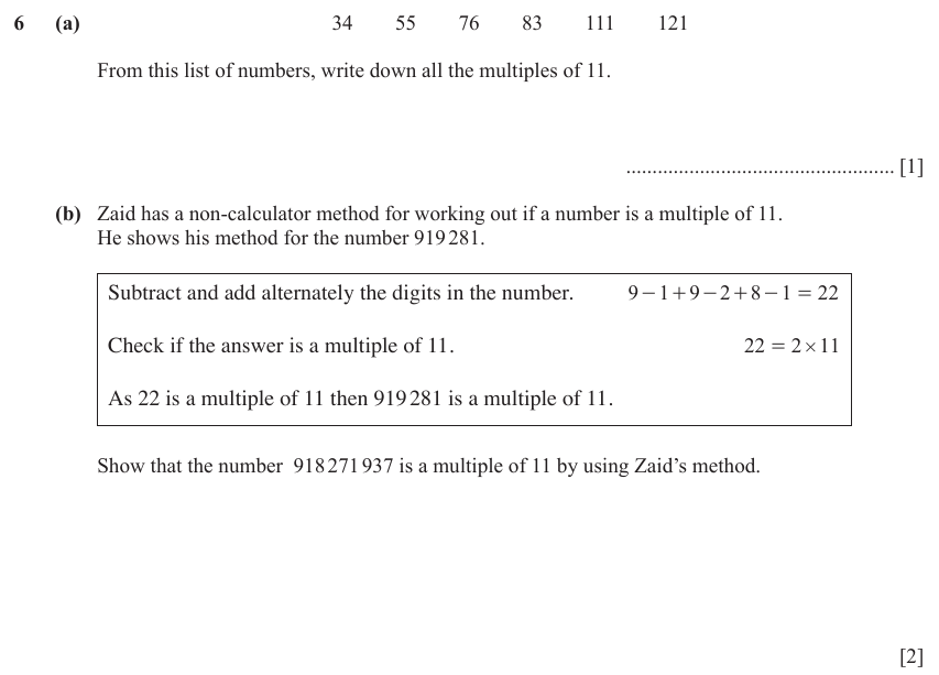 IGCSE Mathematics 0580 March 2024 Paper 12 Question 6 – Numbers, The four rules, 3 marks