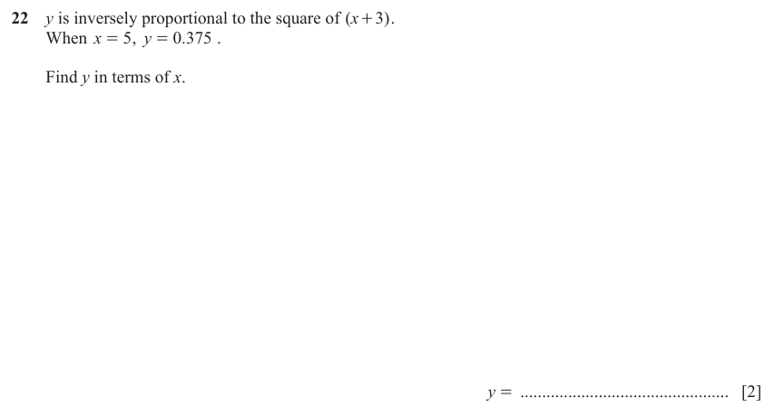 IGCSE 0580 Mar 2024 Paper 22 Question 22 — Proportion (Extended, 2 marks)