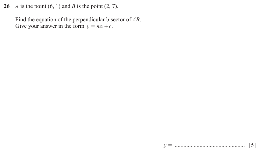 IGCSE 0580 Mar 2024 Paper 22 Question 26 — Parallel and perpendicular lines (Extended, 5 marks)