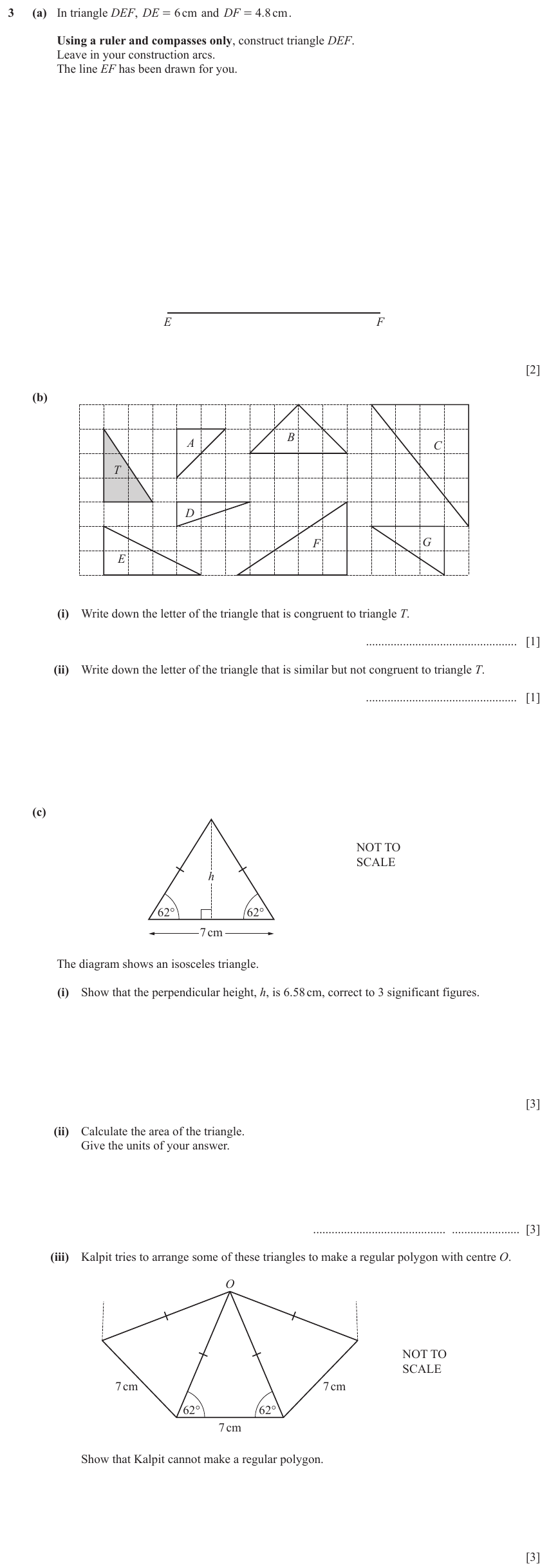 IGCSE Mathematics 0580 March 2024 Paper 32 Question 3 – Geometry, Geometrical terms and vocabulary, 13 marks