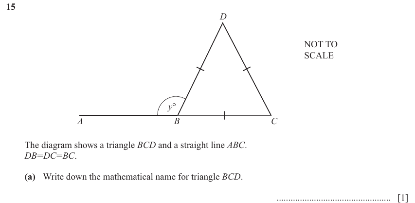 IGCSE 0580 Mar 2025 Paper 12 Question 15 — Geometrical terms and vocabulary (Core, 5 marks)