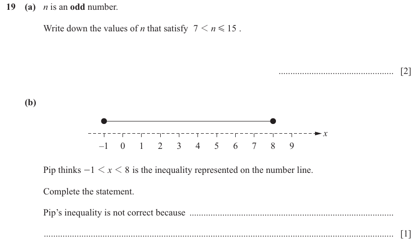 IGCSE 0580 Mar 2025 Paper 12 Question 19 — Inequalities (Core, 3 marks)