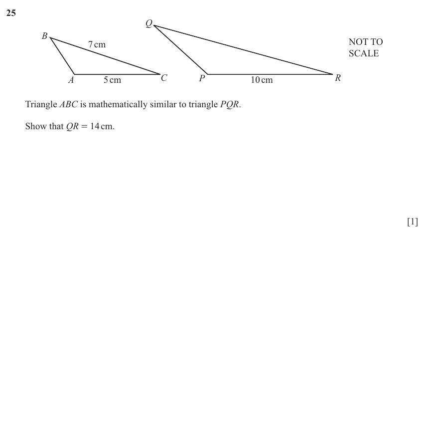 IGCSE Mathematics 0580 March 2025 Paper 12 Question 25 – Geometry, Geometrical terms and vocabulary, 1 marks