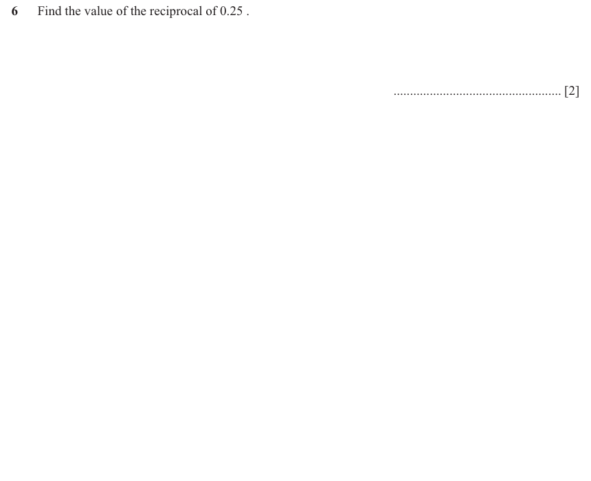 IGCSE 0580 Mar 2025 Paper 12 Question 6 — Types of numbers (Core, 0 marks)