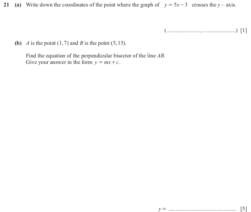 IGCSE 0580 Mar 2025 Paper 22 Question 21 — Cartesian coordinates (2D) (Extended, 6 marks)