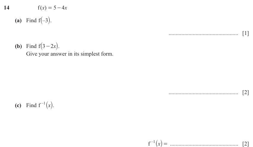 IGCSE Mathematics 0580 March 2025 Paper 42 Question 14 – Functions and Graphs, Graphs of functions, 5 marks