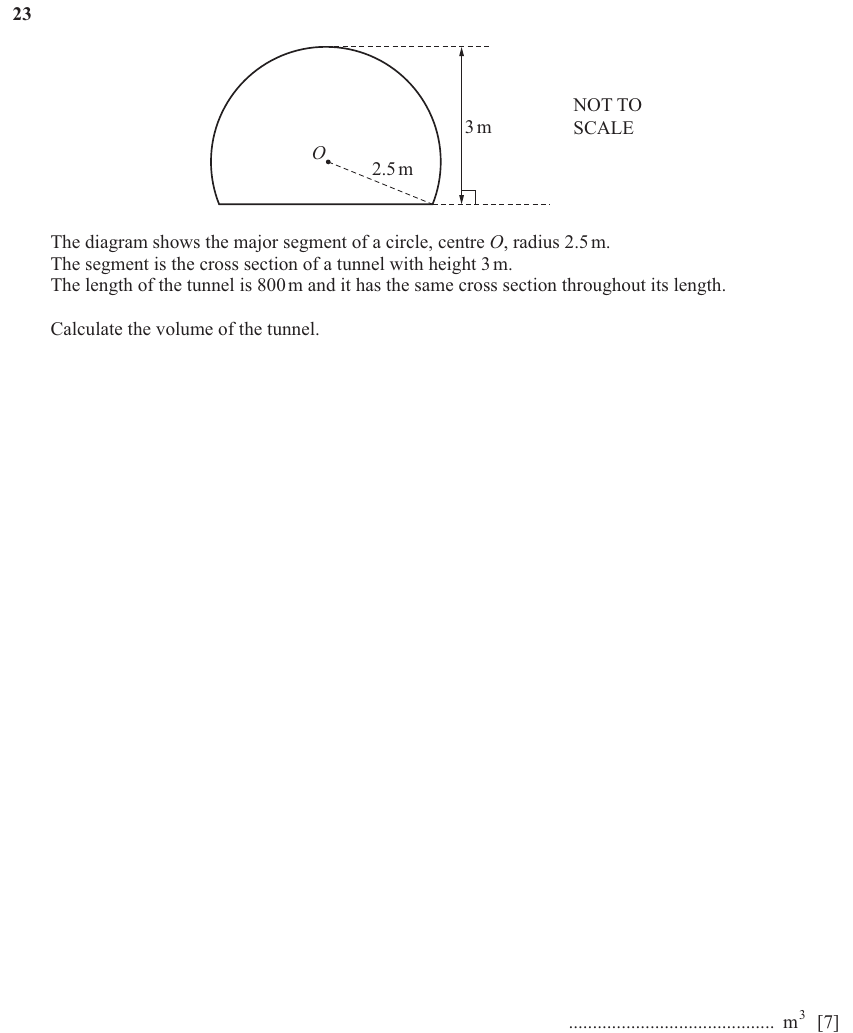 IGCSE 0580 Mar 2025 Paper 42 Question 23 — Perimeter, Area and Volume (Extended, 7 marks)