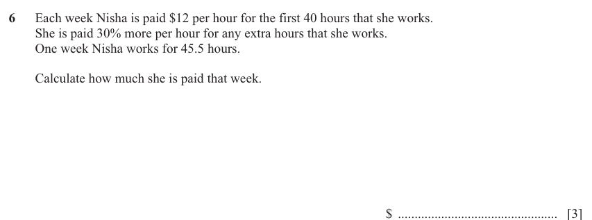 IGCSE Mathematics 0580 March 2025 Paper 42 Question 6 – Numbers, The four rules, 3 marks