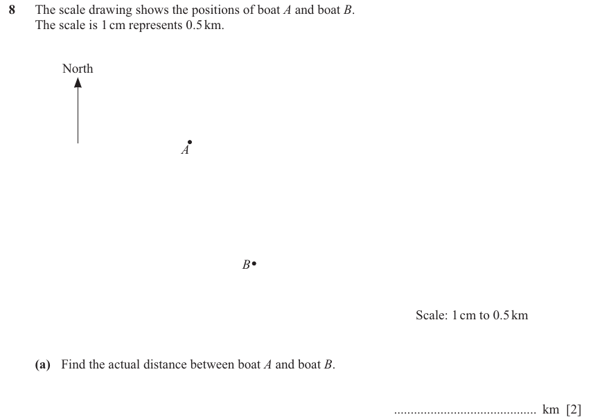 IGCSE 0580 Mar 2025 Paper 42 Question 8 — Scale drawings (Extended, 5 marks)