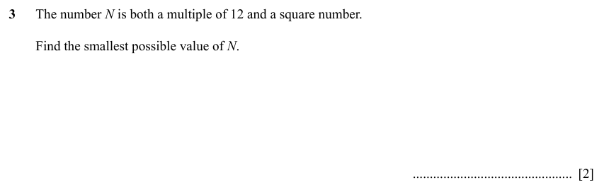 IGCSE Mathematics 0580 Specimen 2025 Paper 11 Question 3 – Numbers, The four rules, 2 marks