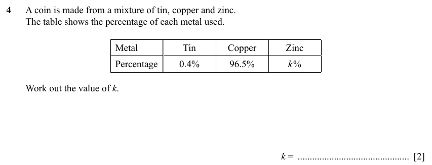 IGCSE Mathematics 0580 Specimen 2025 Paper 11 Question 4 – Numbers, Fractions, decimals and percentages, 2 marks