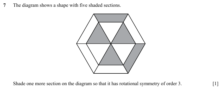 IGCSE 0580 Specimen 2025 Paper 11 Question 7 — Symmetry (Core, 1 marks)