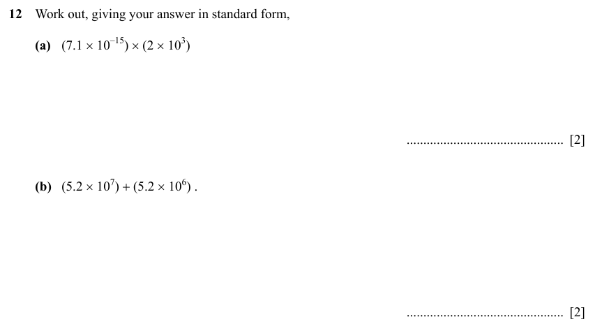 IGCSE 0580 Specimen 2025 Paper 21 Question 12 — Indices (Extended, 4 marks)