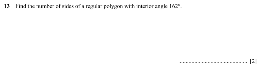 IGCSE Mathematics 0580 Specimen 2025 Paper 21 Question 13 – Geometry, Geometrical terms and vocabulary, 2 marks