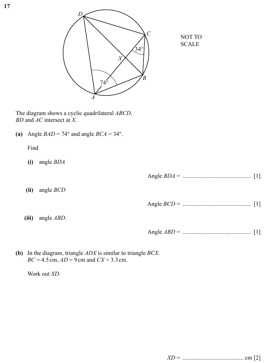 IGCSE 0580 Specimen 2025 Paper 21 Question 17 — Angles using geometrical properties (Extended, 5 marks)