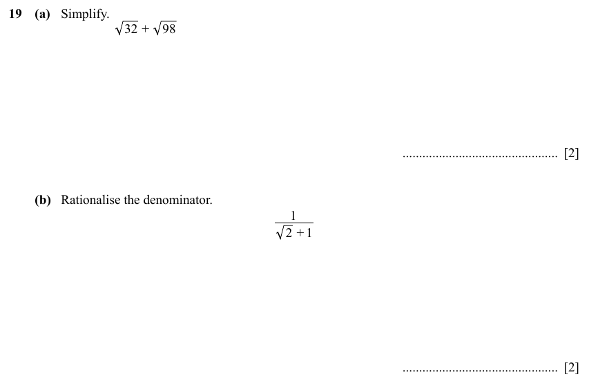 IGCSE Mathematics 0580 Specimen 2025 Paper 21 Question 19 – Algebra, Basic algebra, 4 marks