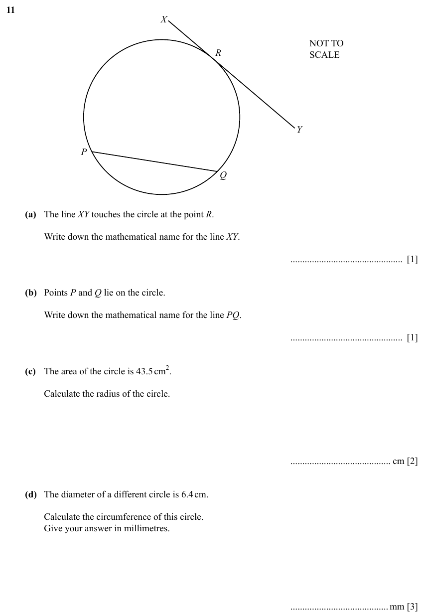 IGCSE 0580 Specimen 2025 Paper 31 Question 11 — Geometrical terms and vocabulary (Core, 7 marks)
