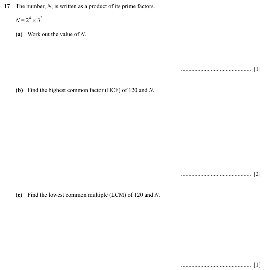 IGCSE Mathematics 0580 Specimen 2025 Paper 31 Question 17 – Numbers, The four rules, 4 marks
