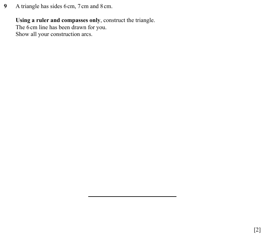 IGCSE Mathematics 0580 Specimen 2025 Paper 31 Question 9 – Geometry, Geometrical terms and vocabulary, 2 marks