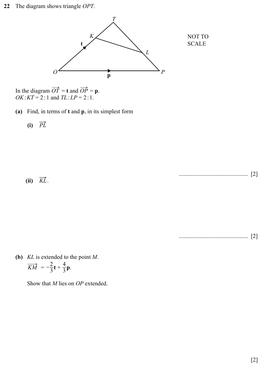 IGCSE 0580 Specimen 2025 Paper 41 Question 22 — Further vectors (vector combinations) (Extended, 6 marks)