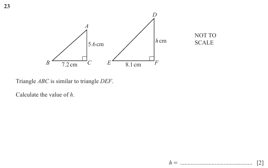 IGCSE Mathematics 0580 May/June 2023 Paper 11 Question 23 – Geometry, Geometrical terms and vocabulary, 2 marks