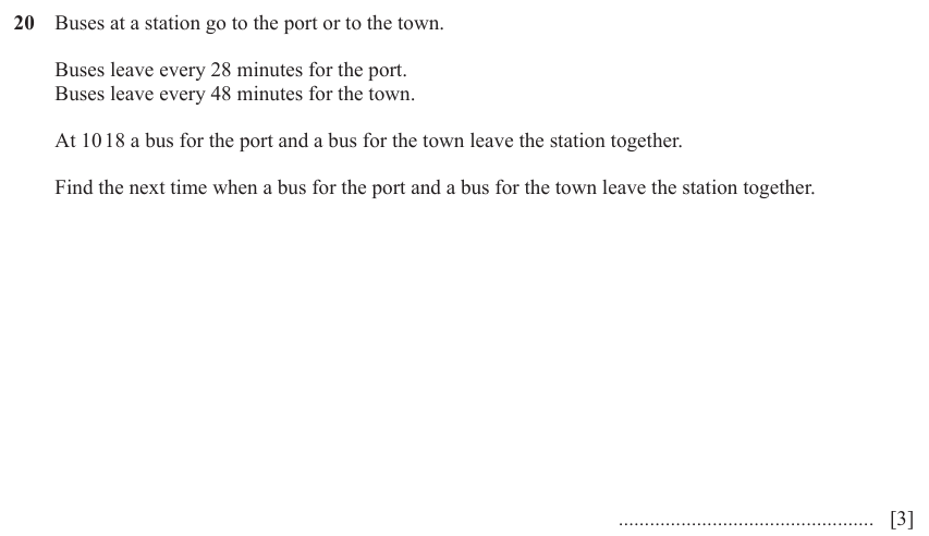 IGCSE Mathematics 0580 May/June 2023 Paper 12 Question 20 – Numbers, The four rules, 3 marks