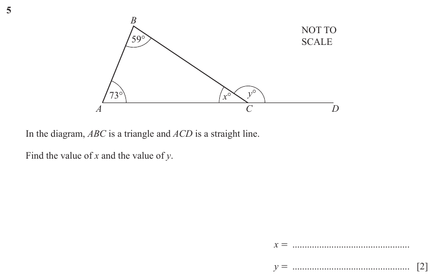IGCSE Mathematics 0580 May/June 2023 Paper 12 Question 5 – Geometry, Geometrical terms and vocabulary, 2 marks