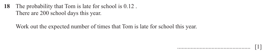 IGCSE Mathematics 0580 May/June 2023 Paper 13 Question 18 – Probability, General, 1 marks