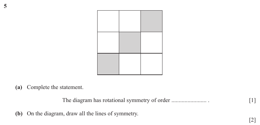 IGCSE Mathematics 0580 May/June 2023 Paper 13 Question 5 – Geometry, Symmetry, 3 marks
