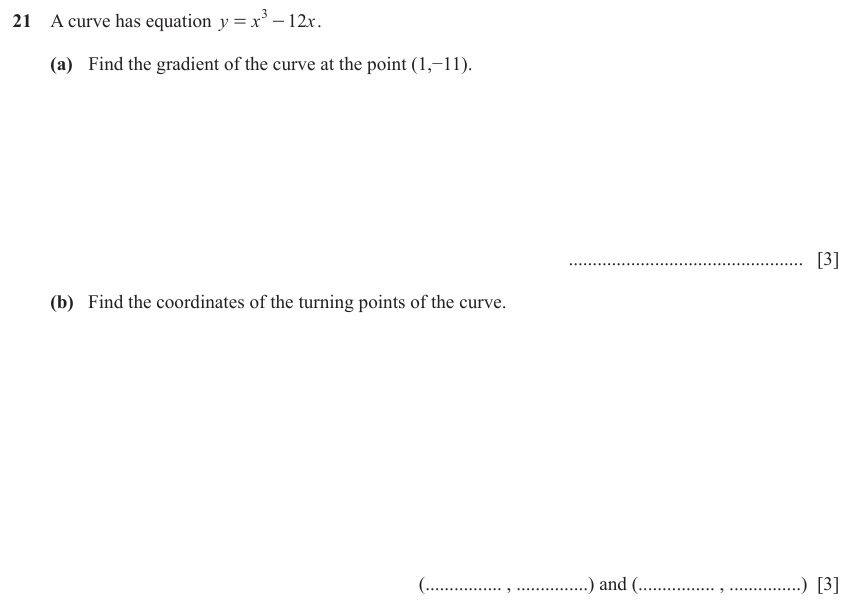 IGCSE 0580 Jun 2023 Paper 21 Question 21 — Estimate gradients using tangents (Extended, 6 marks)