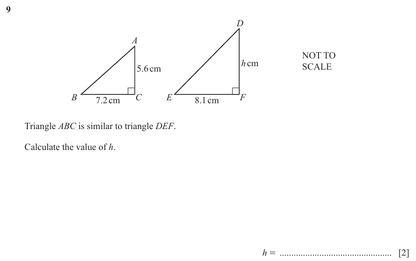 IGCSE Mathematics 0580 May/June 2023 Paper 21 Question 9 – Geometry, Geometrical terms and vocabulary, 2 marks