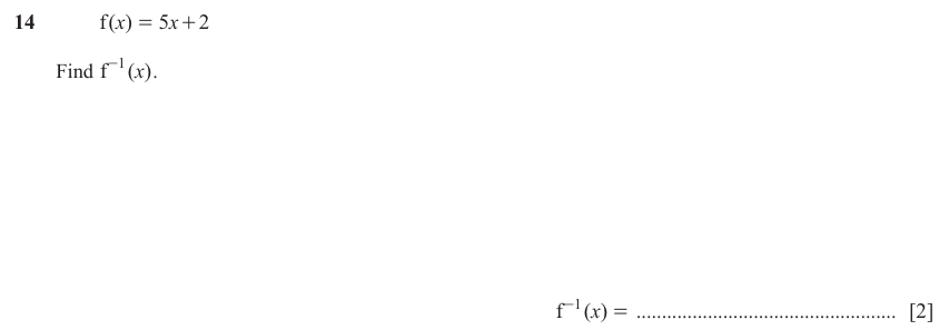 IGCSE Mathematics 0580 May/June 2023 Paper 22 Question 14 – Functions and Graphs, Graphs of functions, 2 marks