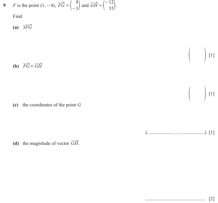 IGCSE Mathematics 0580 May/June 2023 Paper 22 Question 9 – Co-ordinate geometry, Cartesian coordinates (2D), 5 marks