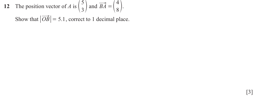 IGCSE Mathematics 0580 May/June 2023 Paper 23 Question 12 – Vectors, Further vectors (vector combinations), 3 marks