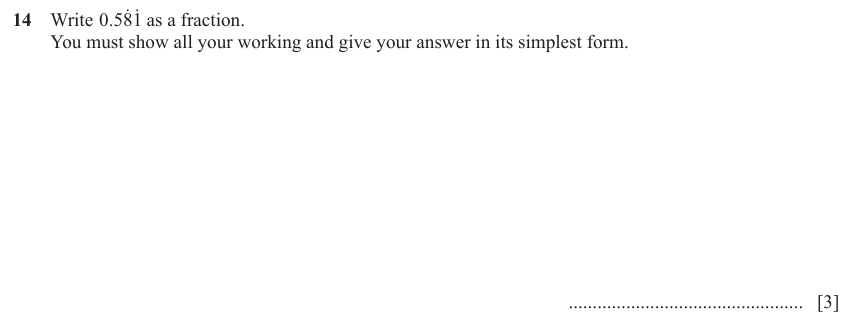 IGCSE Mathematics 0580 May/June 2023 Paper 23 Question 14 – Numbers, Fractions, decimals and percentages, 3 marks