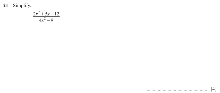 IGCSE Mathematics 0580 May/June 2023 Paper 23 Question 21 – Algebra, Basic algebra, 4 marks