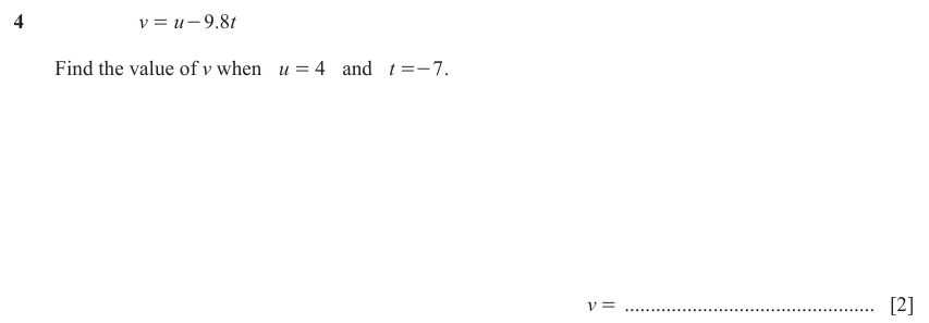 IGCSE Mathematics 0580 May/June 2023 Paper 23 Question 4 – Numbers, The four rules, 2 marks