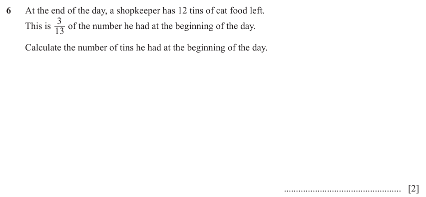 IGCSE Mathematics 0580 May/June 2023 Paper 23 Question 6 – Numbers, The four rules, 2 marks