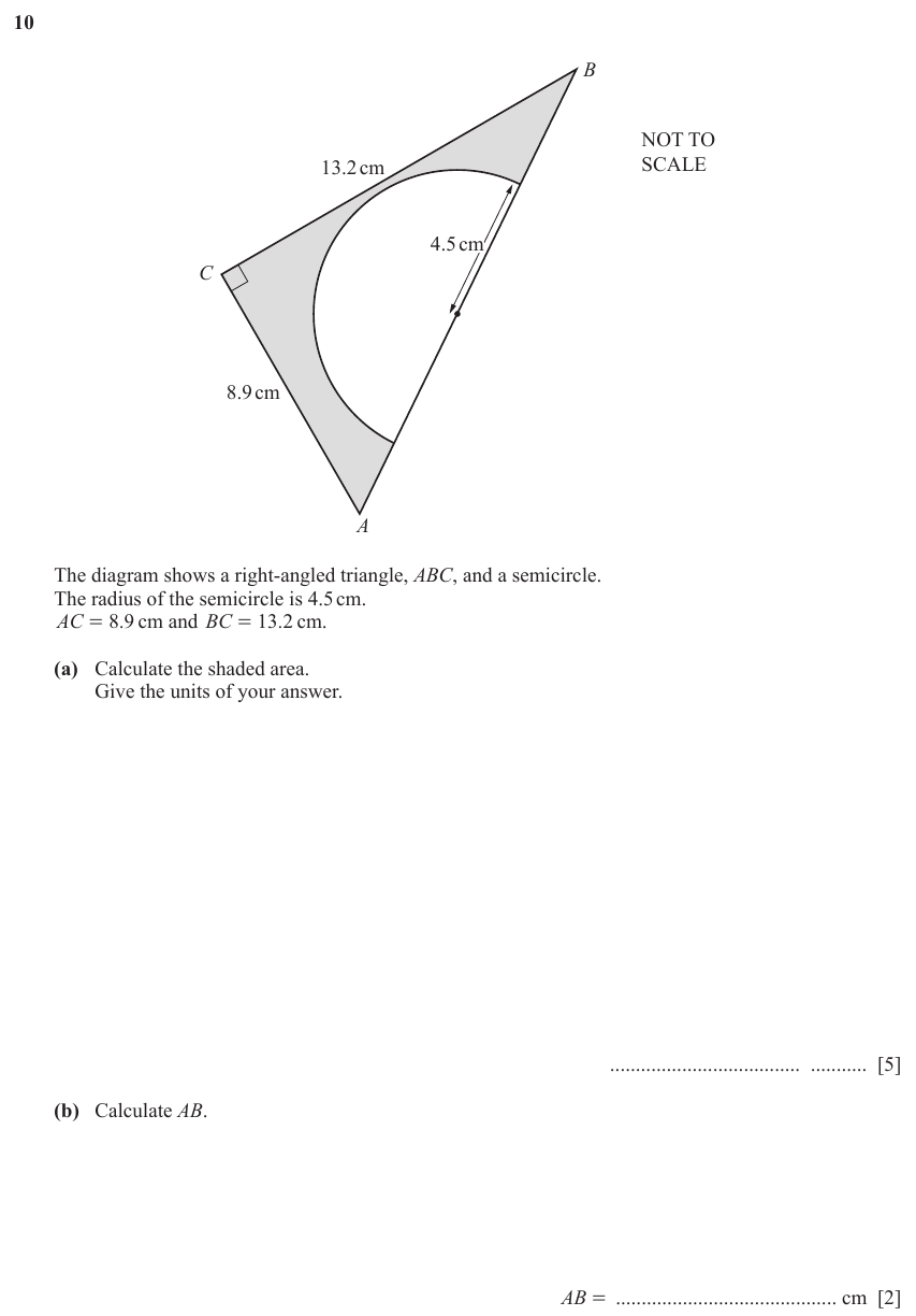 IGCSE Mathematics 0580 May/June 2023 Paper 31 Question 10 – Trigonometry, Right angled triangles, 7 marks