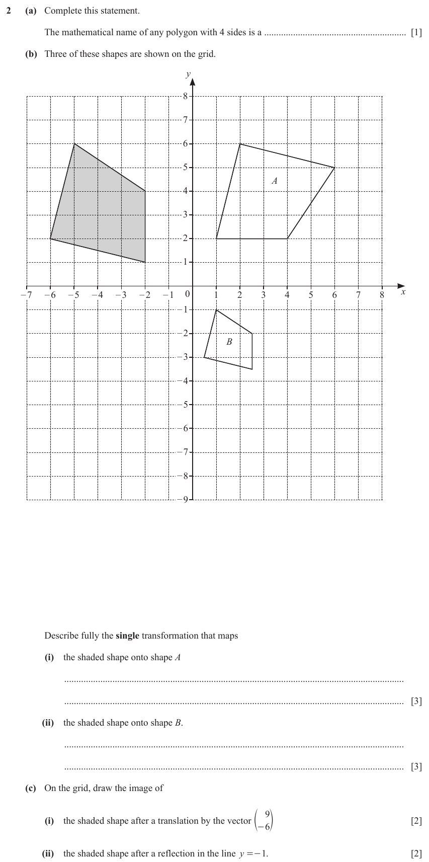 IGCSE Mathematics 0580 May/June 2023 Paper 31 Question 2 – Geometry, Geometrical terms and vocabulary, 11 marks